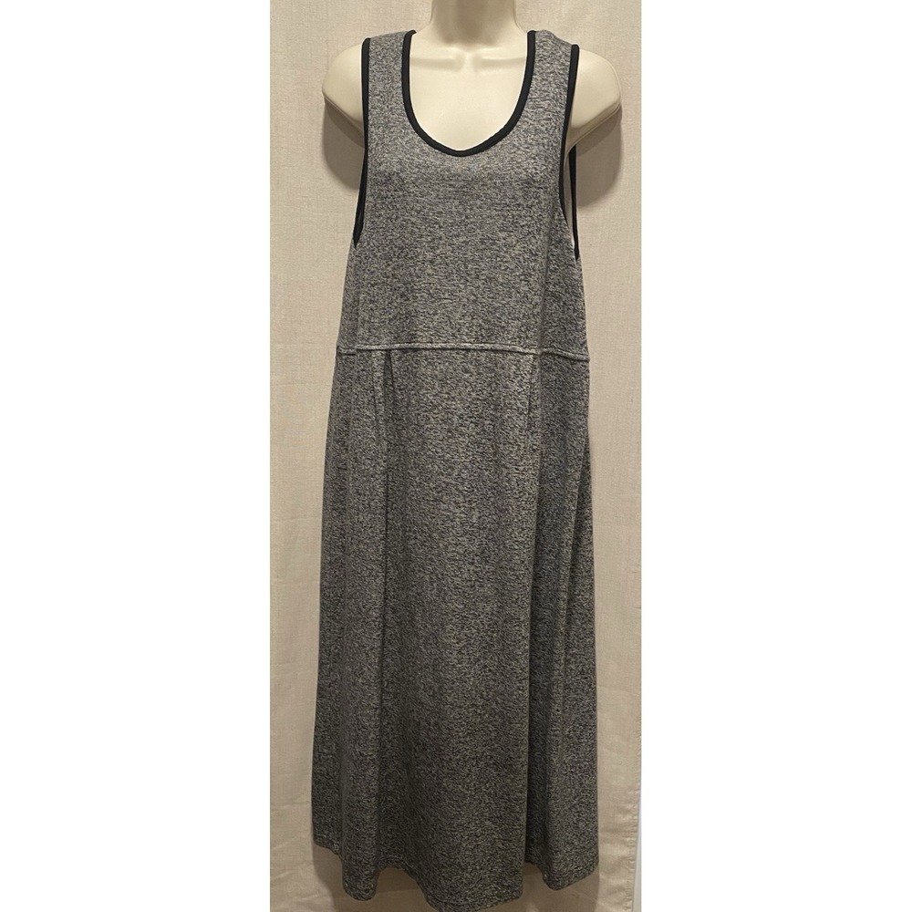 Vintage 1980s FADS Women's Size: Petite Large Tank Dress Black & Gray Knit Boho